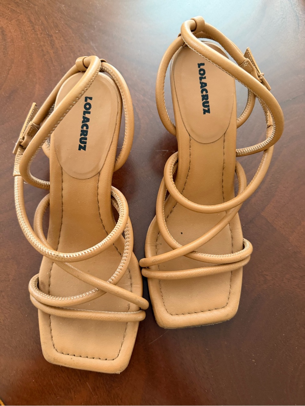 Lola Cruz Strappy Square-Toe Sandals